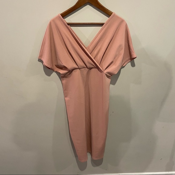 Boohoo Maternity Wrap Tie Waist Midi Bodycon Pink Size 12 - Picture 6 of 11